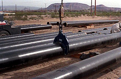 16 inch Steel tong with special belting liners to protect pipe coating